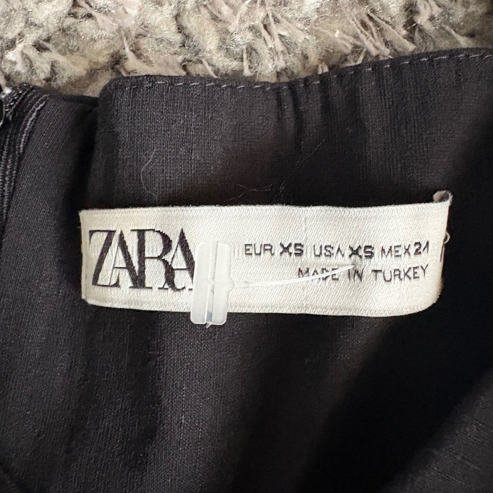 Zara Cut Out Ruched Black Long Sleeve Top Size XS - Picture 3 of 3